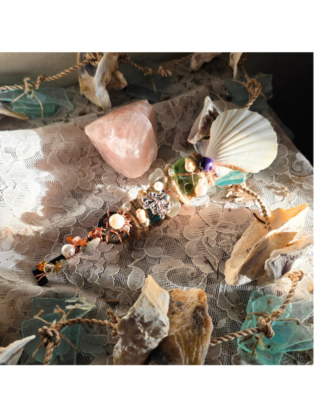 Driftwood Wand, Handcrafted Octopus Altar Wand with Citrine, Carnelian, Copper